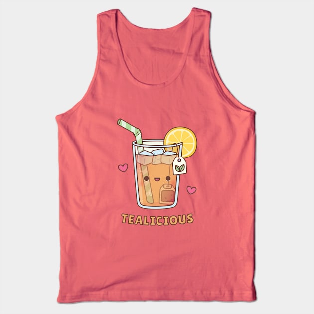 Cute Iced Lemon Tea Tealicious Pun Tank Top by rustydoodle